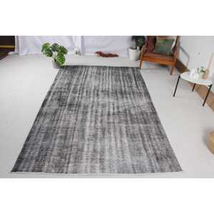 Alfombra de 5.1x8.5 pies, Alfombra Turca Vintage, Alfombra Floral Gris y Negra - Product Image 1