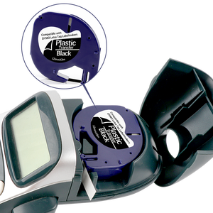 Casete de cinta de etiquetas de plástico térmico adhesivo blanco sobre negro Compatible con <span class=keywords><strong>DYMO</strong></span> LetraTag LT100H 12MM * 4M 91332 91203 91333 91331 - Product Image 3