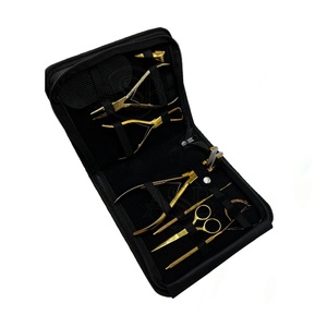 Kit profesional de herramientas de extensión de cabello de alta calidad, Color dorado, logotipo personalizado, cinta de acero inoxidable, alicates para el cabello - Product Image 1
