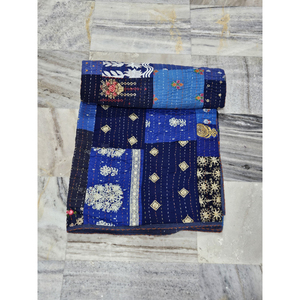 Hecho a mano indio Vintage Kantha Khambadiya seda Patchwork moda invierno decoración del hogar colcha sábana alta ropa usada - Product Image 1