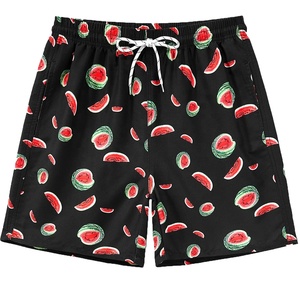 Pantalones cortos de baño con Estampado de sandía de verano 2022 para hombre con cintura con cordón, pantalones cortos de playa de tela con estampado aleatorio, OEM disponible - Product Image 1
