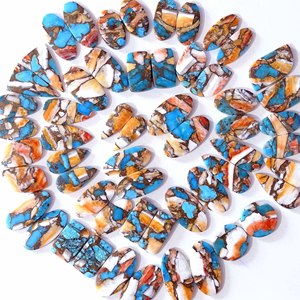 Haute qualité naturel épineux huître cuivre Turquoise paire Quartz pierre précieuse en vrac pour la fabrication de bijoux en gros cuivre Turquoise paire - Product Image 5