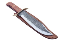 Couteaux de camping et de chasse faits à la main en acier inoxydable Damas avec manche en bois, couteaux à lame fixe OEM