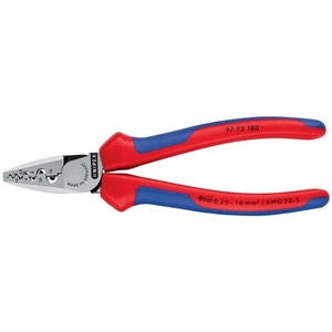 KNIPEX Wire End Crimping <b>Pliers</b> with Multi-Component Grips Overall Length 180mm Polished 0.25-16.0 (AWG 23-5) Mm - Product Image 3