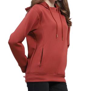 Sudadera con Capucha para Mujer, Invierno, Color Sólido, Bolsillo Tipo Canguro, Corte Ajustado, Casual, Transpirable, Ecológica, Poliéster y Algodón - Product Image 4