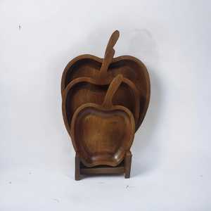 Vajilla artesanal india, plato de madera de mango Natural en forma de manzana, regalos de navidad únicos para comida, bandejas decorativas de frutas secas - Product Image 2