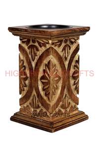 Bougeoir en bois d'acacia rustique de qualité supérieure fabriqué à la main ensemble 3 lanternes de bougeoirs sur pied pour la décoration de la maison pour - Product Image 6