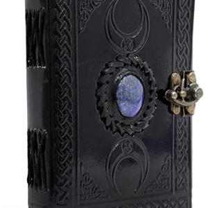 Diario negro de 3 lunares, libreta de escritura Vintage hecha a mano con tachuelas de piedras preciosas, sin forro - Product Image 2