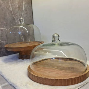 <b>Glass</b> cloche with wooden base <b>Glass</b> dome <b>cake</b> <b>stand</b> Wooden base <b>glass</b> <b>cake</b> dome <b>Cake</b> <b>stand</b> with <b>glass</b> cover <b>Glass</b> food - Product Image 5