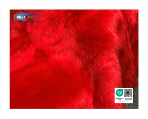 Tissu en fausse fourrure peluche tricotée de couleur rouge vif, poil long 30 mm, pour vêtements, jouets, sacs, chaussures pour femmes - Product Image 1