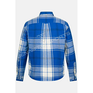 Tela de franela personalizada Material de la camisa 100% algodón manga larga cuello redondo botones cierre interior tejido cuello etiqueta y lazo colgante - Product Image 2