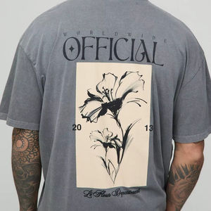 2025 ropa de calle de gran tamaño personalizada de calidad Premium para hombres estampado Floral lavado carbón 100% algodón hilo largo teñido de gran tamaño - Product Image 1
