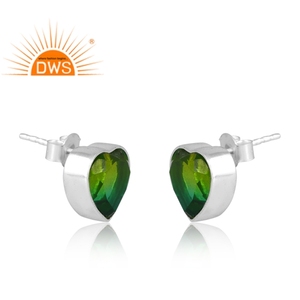 Dernière vente en argent Sterling naturel Bio Chrome Diopside Doublet Quartz pierres précieuses boucle d'oreille bijoux personnalisés pour les femmes - Product Image 3