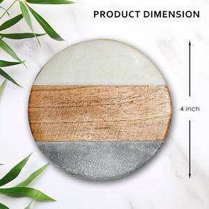 Sous-verres en marbre et bois naturels durables et polis, sous-verres élégants pour la cuisine, la salle à manger, le bureau, les cadeaux de mariage - Product Image 3