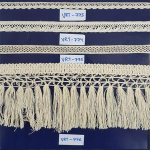 Cordones de gasa de algodón 100% hechos a medida para diseñadores y fabricantes de ropa con flecos de cuentas y decoraciones de borlas - Product Image 5