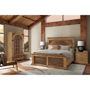 Ensemble de chambre à coucher meubles en bois de teck massif naturel meubles en bois de style américain meubles en bois massif d'acajou indonésien