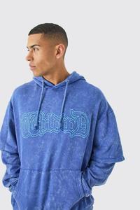 Custom Oversized Faux Layer Acid <b>Wash</b> Embroidered Hoodie Men's Hoodies Cotton Blended Custom Design Latest Fashion Factory Price - Product Image 5
