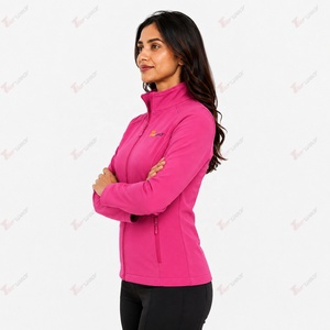Chaqueta Soft Shell Rosa para Mujer Tiierwear, Cuello Alto con Cremallera, Abrigo Polar Cortavientos, Estilo Casual para Otoño - Product Image 4