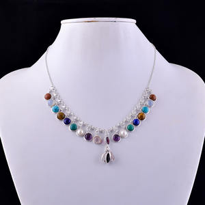 Collar de Plata de Ley 925 con Diseño Clásico y Cadenas de Piedras Preciosas Mixtas de Lujo para Mujeres, Compromiso, Bodas, Fiestas y Regalos - Product Image 2