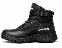 Botas de Trekking de Cuero para Hombre, con Cordones, Ligeras, para Senderismo, Trabajo Táctico, Color Negro
