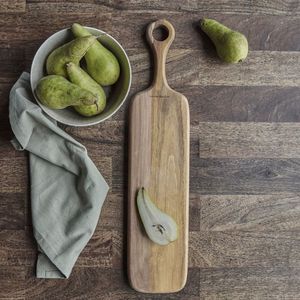 Tabla de cortar de madera de acacia y mango cuadrada multifunción de cocina con tablas de cortar de madera con mango - Product Image 4