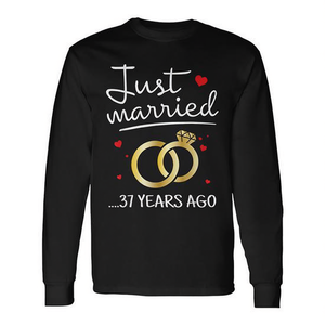 T-shirt à manches longues pour couple, 37e anniversaire, juste mariés il y a 37 ans - Product Image 2