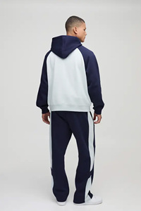 Sweat-shirt à capuche raglan bicolore brodé 2025, surdimensionné pour homme, hiver, lourd, 100% coton, respirant, designs personnalisés spéciaux - Product Image 2