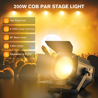 Luces LED COB Par de 200W con Barndoor, Focos Lineales Blancos Cálidos y Fríos, Luces DMX para Escenario, Fiesta, Concierto