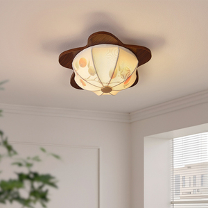 Contemporary Pendant Fan Light LED Switch Control 3500K Warm White Acrylic Cover Wood Base <b>Suspended</b> Design Living Room 3-Year - Product Image 3