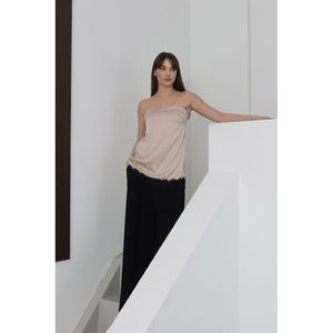 Topshow - Blusa de Satén sin Tirantes con Detalle de Encaje - [object Object] - Product Image 1