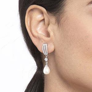 Boucles d'oreilles en argent sterling 925 avec perles, plaquées rhodium, avec zircone suisse pour femmes et filles - Product Image 5