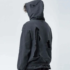 Sweats à capuche personnalisés à coupe régulière, délavés à l'acide et usés pour hommes avec logo personnalisé, 100% coton, service ODM d'hiver - Product Image 4