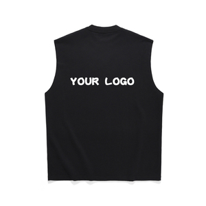 OEM Logo personnalisé vente en gros OEM logo imprimé coton épais sans manches t-shirts couleur unie blanc noir hommes débardeur débardeur gilet - Product Image 2