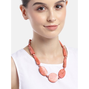 Pink Resin Pendant <b>Necklace</b> for Women Handmade Angel Model Statement <b>Beaded</b> Jewelry <b>Chunky</b> Lightweight Fancy Designer Jewelry - Product Image 1