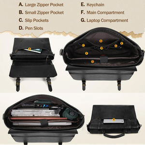 OEM Factory Made Rich Grain Leather Handmade Leather Laptop Brief Case Laptop <b>Bag</b> Business <b>Men</b> <b>Office</b> <b>Bag</b> - Product Image 3