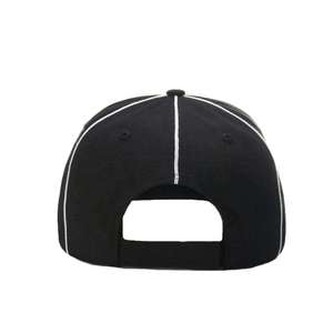 Casquette de baseball sportive noire imperméable à 6 panneaux avec passepoil blanc contrastant, ajustée, unisexe, décontractée, couleur unie, en coton, personnalisable - Product Image 2