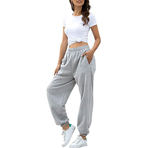 Pantalon décontracté femme Tendance couleur unie Pantalon de survêtement femme Patchwork Taille haute Streetwear Cordon de serrage Pantalon taille élastique - Product Image 2