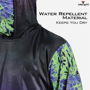 100% polyester pêche à capuche extérieur sublimé pêche à capuche séchage rapide respirant à manches longues sweats à capuche - Product Image 5