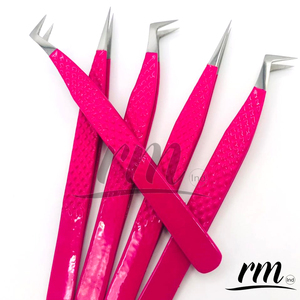RMI nouveau rose foncé enduit de poudre argent pointe Extensions de cils pince à épiler durable en acier inoxydable matériau charme pince à épiler - Product Image 6