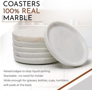 Classic Eco-Friendly Durable <b>Ceramic</b> <b>Coasters</b> Set of 6 with Raised Edges 4 Inch - Product Image 5