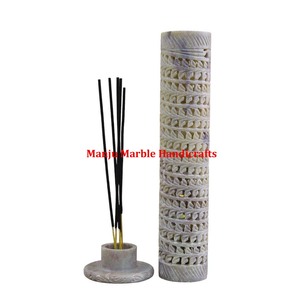 Quemador de incienso curvo a mano de esteatita y soporte de palo para regalo religioso hindú - Product Image 6