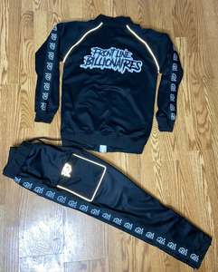 Ensemble de survêtement d'hiver brodé pour homme, style urbain, 2 pièces, polaire oversize à fermeture éclair intégrale, 100 % polyester, tenue de sport, vente en gros - Product Image 3