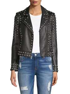 Impresionante chaqueta de cuero con botones negros para mujer Chaquetas elegantes - Product Image 2