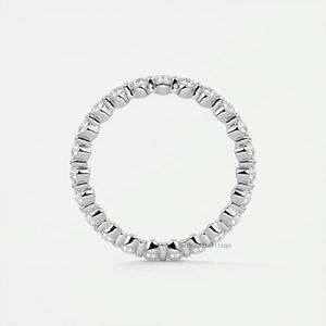 Pleine éternité Moissanite diamant 2 mm mince bande d'or pour les femmes empilable mariée bande de mariage pour un usage quotidien - Product Image 5