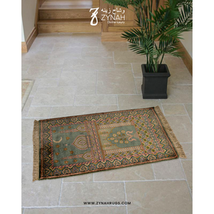 Zynah Rugs Quiet Bloom Handmade Viscose <b>Mat</b> 27x45 Washable Cushioned Printed Floral Pattern VR65594 for Home Travel Picnic - Product Image 4