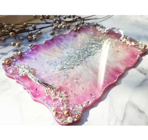 Bandeja de resina de mariposa azul de lujo con detalles dorados Bandeja decorativa única para fiesta de boda y propósito de regalo de la India - Product Image 6