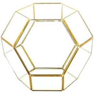Terrario de vidrio de metal triangular dorado grande para decoración del hogar - Product Image 2