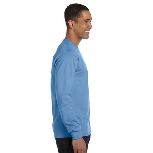 Sweat-shirt en molleton 100% coton respirant, uni bleu, décontracté - Product Image 3