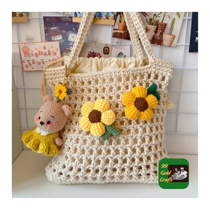 KNITTED WOOL <b>HANDBAG</b> ECO FRIENDLY CROCHET STYLE BAG PERFECT FOR GIFT AND CASUAL OUTFIT - Product Image 6