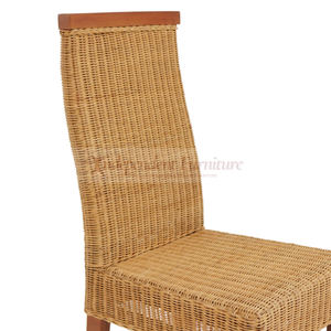 Silla de comedor de ratán natural tejido al por mayor con patas de madera maciza de mango, respaldo alto, muebles de mimbre para interiores para el hogar y restaurantes - Product Image 2